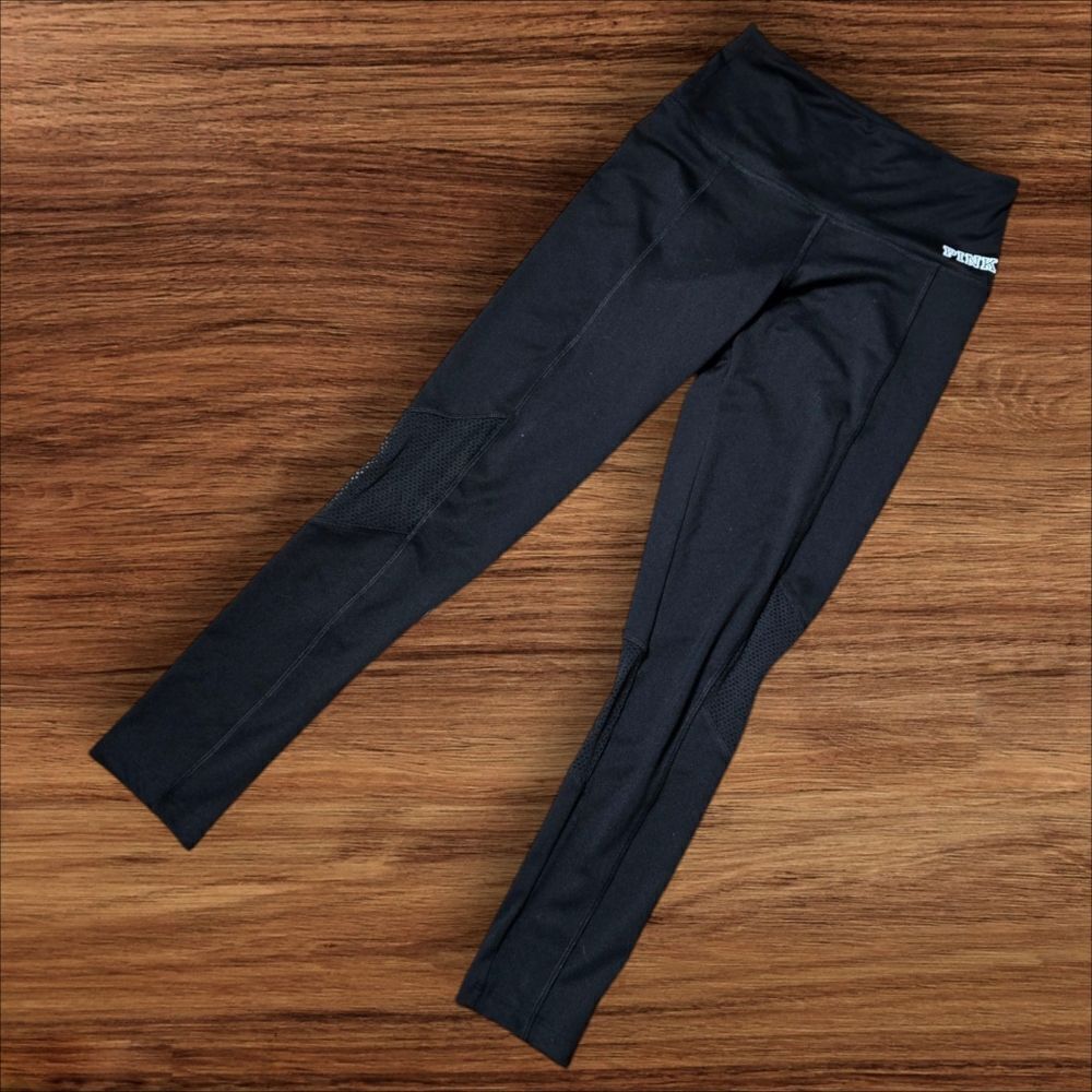 PiNK Victoria's Secret Ultimate Black Mesh Insert Leggings Yoga Pants